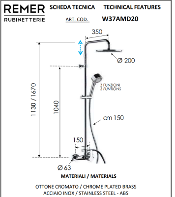 ВЕРХНИЙ ДУШ КРУГЛЫЙ ИЗ ABS 20СМ WINNER