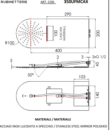 Верхний душ настенный