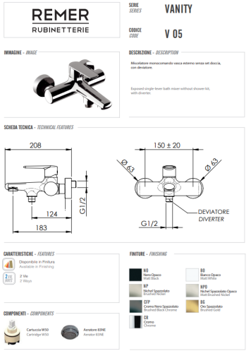 Смеситель для ванны vanity